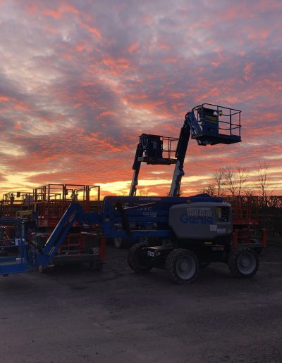Premier Platforms equipment in front of Sunset at Thirsk