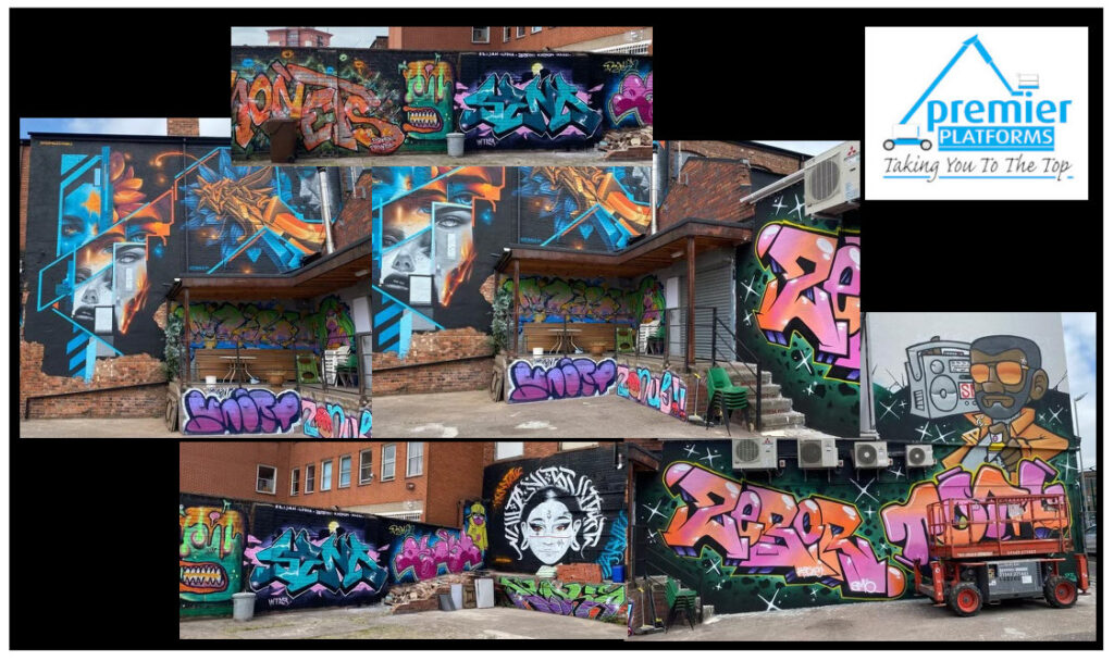collage of graffiti covered walls
